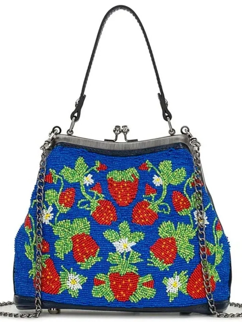 Patricia Nash Laureana Strawberry Beaded Kisslock Satchel - NWT